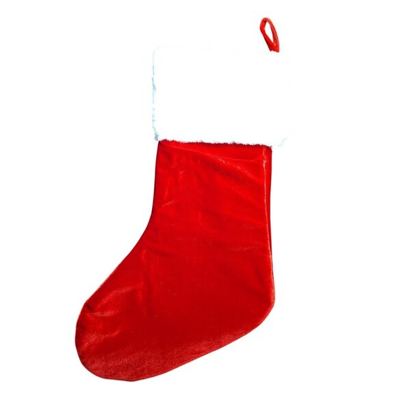 Merry and Bright 21 inch Red and White Velvet Christmas Stocking - Picture 4 of 4